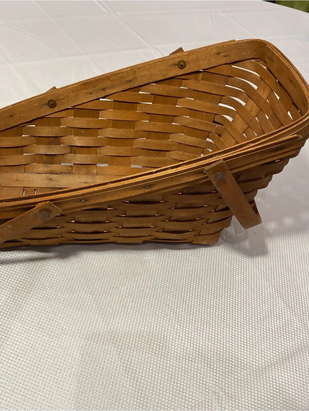 Longaberger Brown Woven Basket Tote with Top Handle